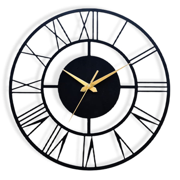 Arabs Metal Antique Big Size Hanging Roman Number Watch for Living Room, Bedroom, Office, Decorative Analog Wall Clock for Home Decor (40 & 50 Cm, Matte Black)