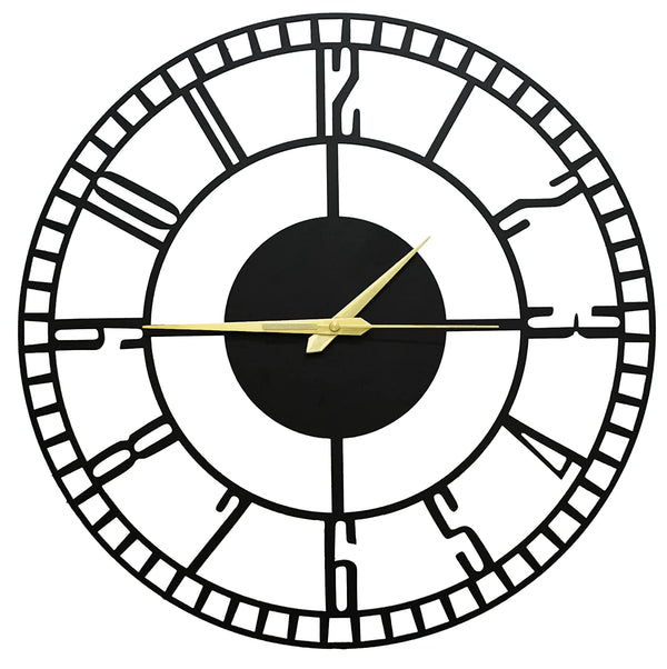 Arabs Stylish Silent Metal Wall Clock for Living Room Bedroom Office Kitchen Home and Hall Fancy Antique Modern Big Hanging Decorative Analog Wall Clock (40Cm & 50 Cm) (Matte Black)