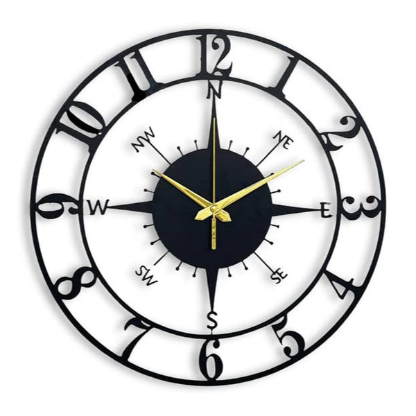 Arabs Stylish Metal Wall Clock for Home and Hall, Living Room, Bedroom, Office, Antique Big Size Modern Wall Watch for Home Decor (Style 1, 40 & 50 cm) Matte Black,Analog