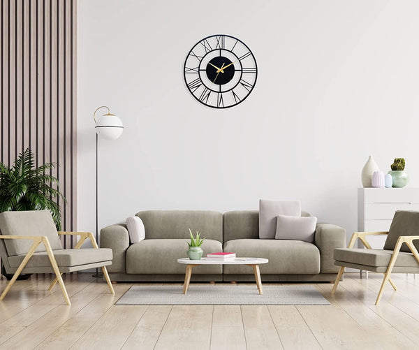 Arabs Metal Antique Big Size Hanging Roman Number Watch for Living Room, Bedroom, Office, Decorative Analog Wall Clock for Home Decor (40 & 50 Cm, Matte Black)