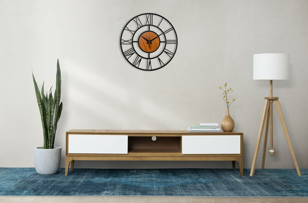 Arabs Morden Metal & Wooden Analog Wall Clock for Living Room Bedroom Office Kitchen Stylish Wall Clock for Home and Hall Designer Big Size Modern (Roman, 40 & 50 Cm)