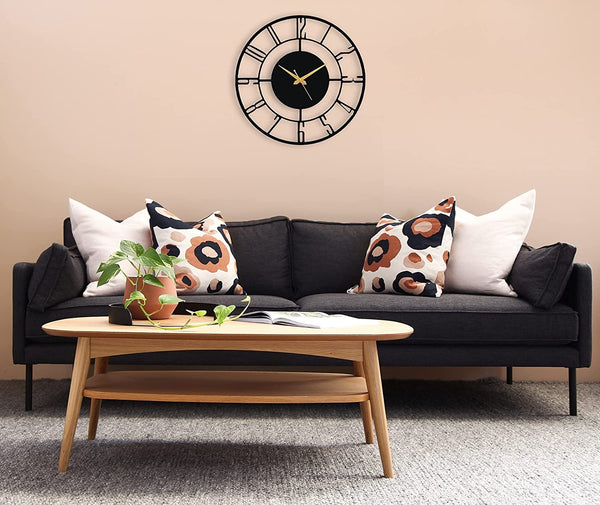 Arabs Morden Metal Analog Wall Clock for Living Room Bedroom Office Kitchen Stylish Wall Clock for Home and Hall Designer Big Size Modern(40 Cm)(Black)