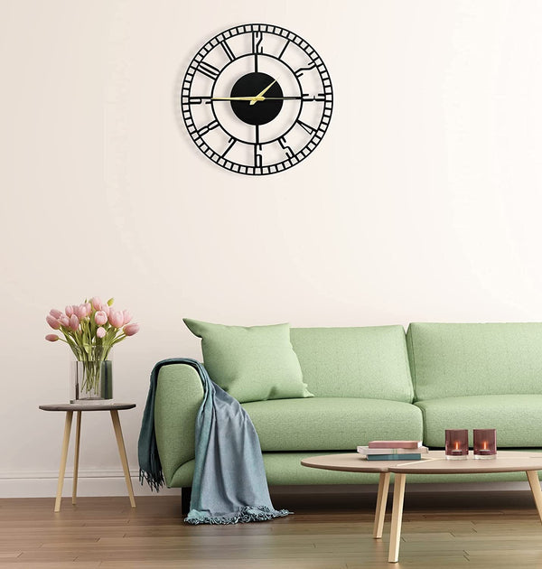 Arabs Stylish Silent Metal Wall Clock for Living Room Bedroom Office Kitchen Home and Hall Fancy Antique Modern Big Hanging Decorative Analog Wall Clock (40Cm & 50 Cm) (Matte Black)