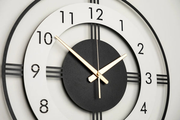 Arabs Morden Metal & Wooden Analog Wall Clock for Living Room Bedroom Office Kitchen Stylish Wall Clock for Home and Hall Designer Big Size Modern (Round White, 40 & 50CM)