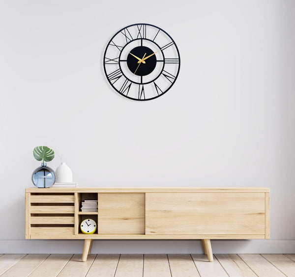 Arabs Metal Antique Big Size Hanging Roman Number Watch for Living Room, Bedroom, Office, Decorative Analog Wall Clock for Home Decor (40 & 50 Cm, Matte Black)