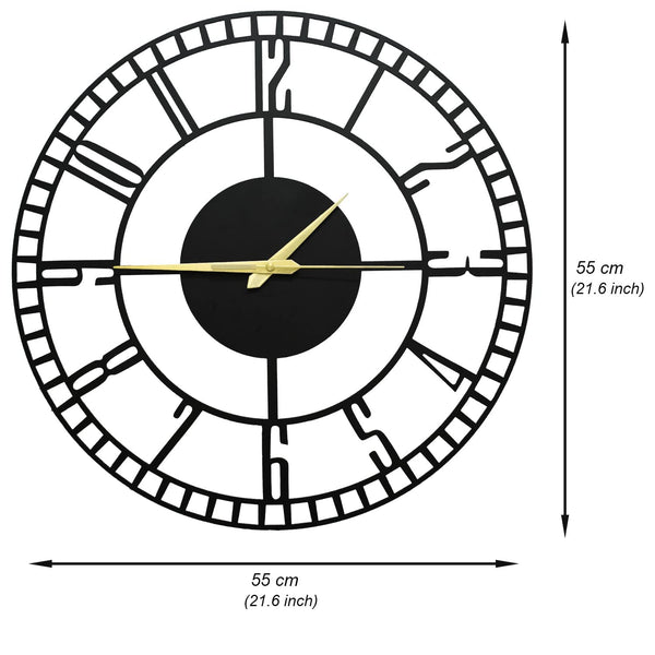 Arabs Stylish Silent Metal Wall Clock for Living Room Bedroom Office Kitchen Home and Hall Fancy Antique Modern Big Hanging Decorative Analog Wall Clock (40Cm & 50 Cm) (Matte Black)