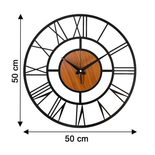 Arabs Morden Metal & Wooden Analog Wall Clock for Living Room Bedroom Office Kitchen Stylish Wall Clock for Home and Hall Designer Big Size Modern (Roman, 40 & 50 Cm)