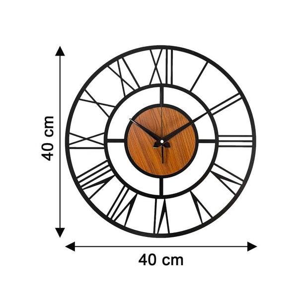 Arabs Morden Metal & Wooden Analog Wall Clock for Living Room Bedroom Office Kitchen Stylish Wall Clock for Home and Hall Designer Big Size Modern (Roman, 40 & 50 Cm)