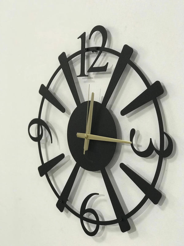 Arabs Stylish Metal Analog Wall Clock for Home and Hall, Living Room, Bedroom, Office, Antique Big Size Modern Wall Watch for Home Decor (Style 5, 40 & 50 Cm), Black