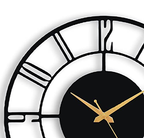 Arabs Morden Metal Analog Wall Clock for Living Room Bedroom Office Kitchen Stylish Wall Clock for Home and Hall Designer Big Size Modern(40 Cm)(Black)
