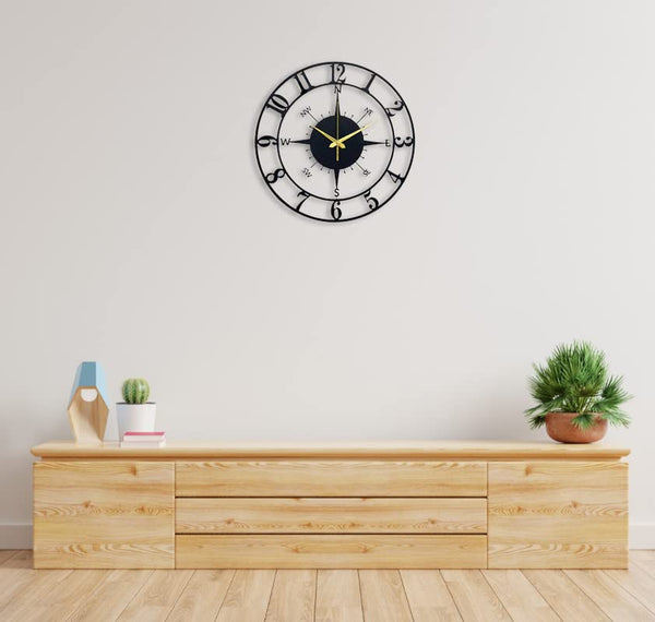 Arabs Stylish Metal Wall Clock for Home and Hall, Living Room, Bedroom, Office, Antique Big Size Modern Wall Watch for Home Decor (Style 1, 40 & 50 cm) Matte Black,Analog