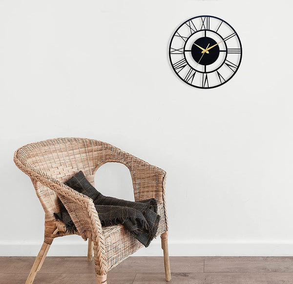 Arabs Metal Antique Big Size Hanging Roman Number Watch for Living Room, Bedroom, Office, Decorative Analog Wall Clock for Home Decor (40 & 50 Cm, Matte Black)