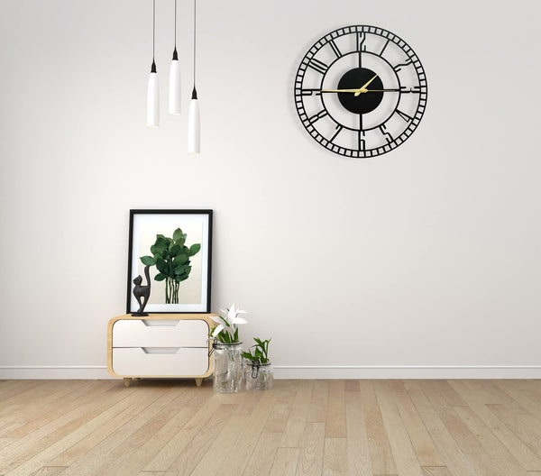 Arabs Stylish Silent Metal Wall Clock for Living Room Bedroom Office Kitchen Home and Hall Fancy Antique Modern Big Hanging Decorative Analog Wall Clock (40Cm & 50 Cm) (Matte Black)