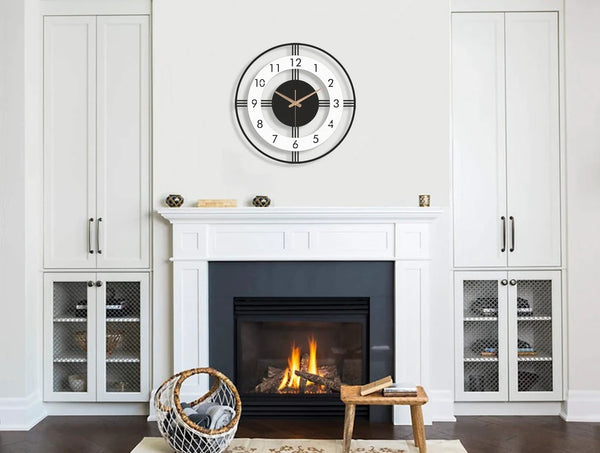 Arabs Morden Metal & Wooden Analog Wall Clock for Living Room Bedroom Office Kitchen Stylish Wall Clock for Home and Hall Designer Big Size Modern (Round White, 40 & 50CM)