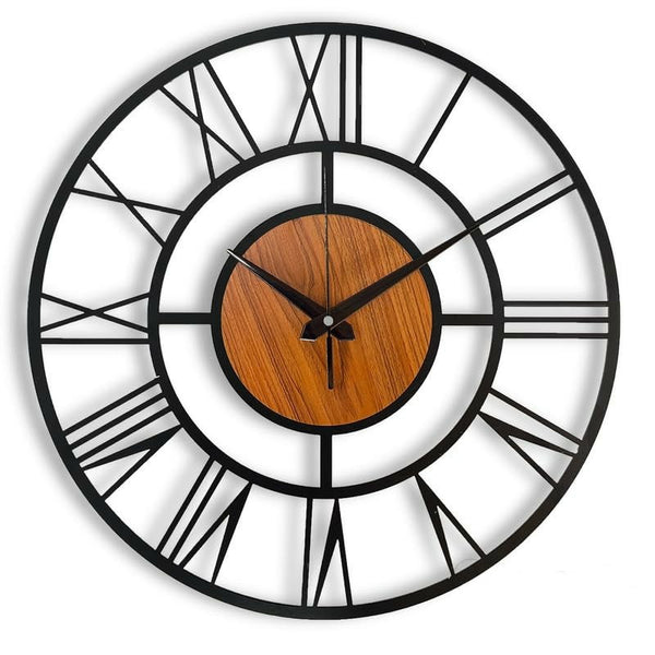 Arabs Morden Metal & Wooden Analog Wall Clock for Living Room Bedroom Office Kitchen Stylish Wall Clock for Home and Hall Designer Big Size Modern (Roman, 40 & 50 Cm)