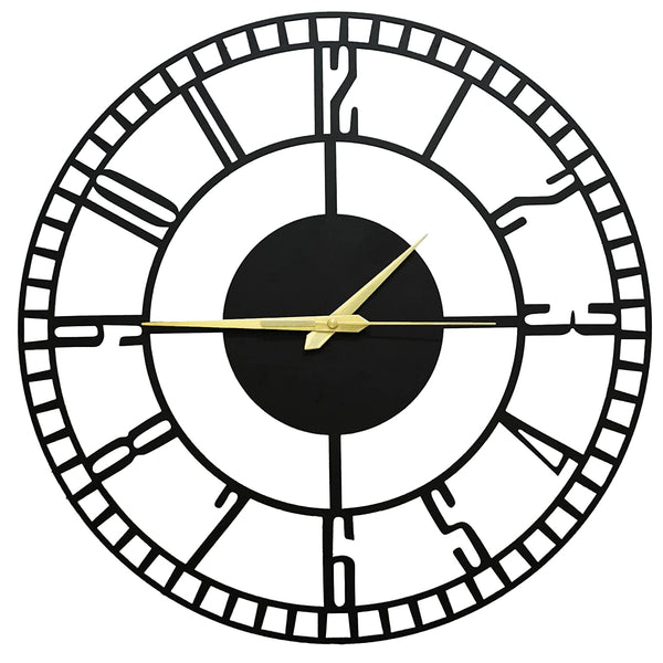 Arabs Stylish Silent Metal Wall Clock for Living Room Bedroom Office Kitchen Home and Hall Fancy Antique Modern Big Hanging Decorative Analog Wall Clock (40Cm & 50 Cm) (Matte Black)