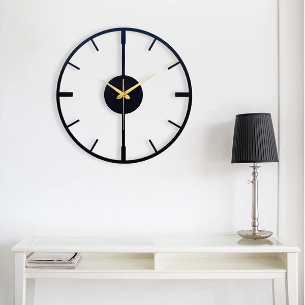 Arabs Modern Metal Wall Clock for Living Room Bedroom Office Kitchen Stylish Analog Wall Clock - Big Size (40 & 50 Cm) (Black Matte)