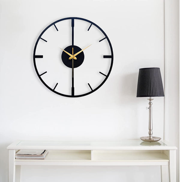 Arabs Modern Metal Wall Clock for Living Room Bedroom Office Kitchen Stylish Analog Wall Clock - Big Size (40 & 50 Cm) (Black Matte)