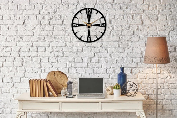 Arabs Designer Metal Wall Clock for Living Room Bedroom Office Kitchen Stylish Analog Wall Clock,Big Size (40 Cm) (Black Matte)