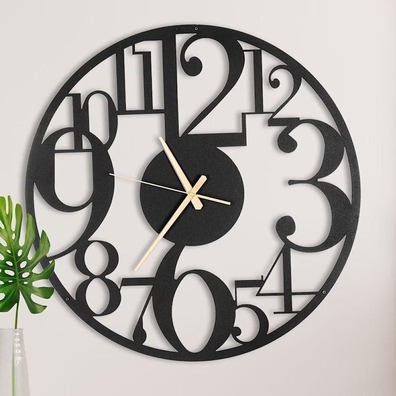 Arabs Stylish Metal Wall Clock for Home and Hall, Living Room, Bedroom, Office, Antique Big Size Modern Wall Watch for Home Decor (Style 6, 40 & 50 cm)