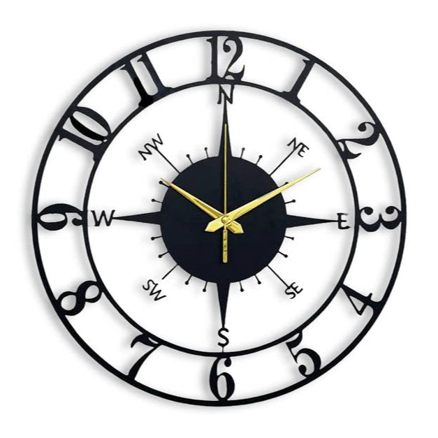 Arabs Stylish Metal Wall Clock for Home and Hall, Living Room, Bedroom, Office, Antique Big Size Modern Wall Watch for Home Decor (Style 1, 40 & 50 cm) Matte Black,Analog