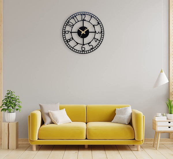 Arabs Modern Metal Wall Clock for Living Room, Bedroom, Office, Kitchen, Stylish Analog Wall Clock for Home and Hall, Designer Big Size Modern Wall Watch 40 & 50 Cm, Black