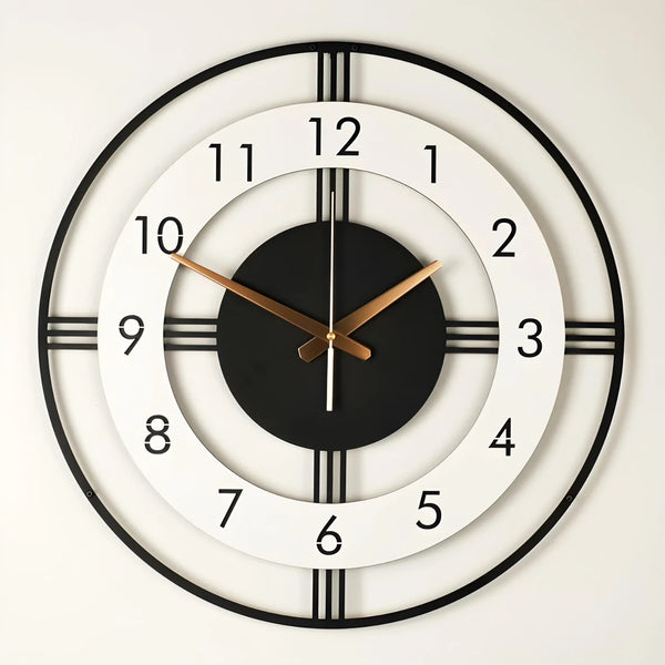 Arabs Morden Metal & Wooden Analog Wall Clock for Living Room Bedroom Office Kitchen Stylish Wall Clock for Home and Hall Designer Big Size Modern (Round White, 40 & 50CM)