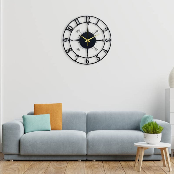 Arabs Stylish Metal Wall Clock for Home and Hall, Living Room, Bedroom, Office, Antique Big Size Modern Wall Watch for Home Decor (Style 1, 40 & 50 cm) Matte Black,Analog