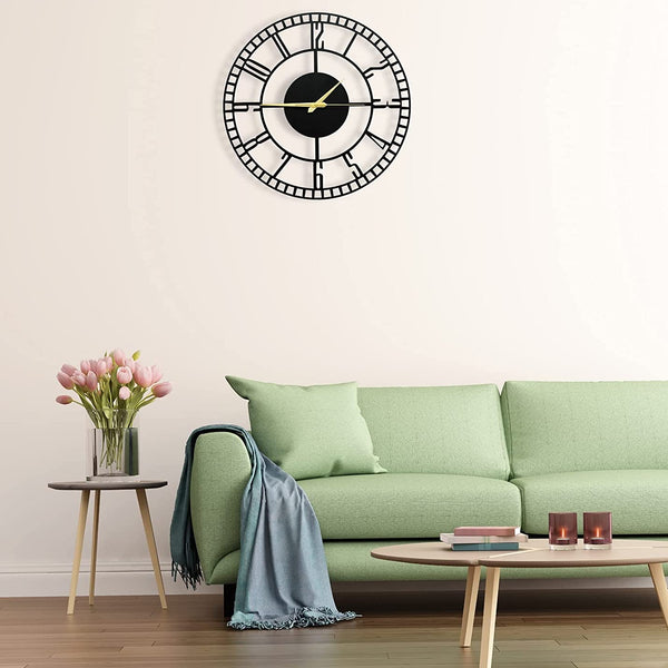 Arabs Stylish Silent Metal Wall Clock for Living Room Bedroom Office Kitchen Home and Hall Fancy Antique Modern Big Hanging Decorative Analog Wall Clock (40Cm & 50 Cm) (Matte Black)
