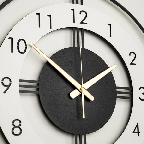 Arabs Morden Metal & Wooden Analog Wall Clock for Living Room Bedroom Office Kitchen Stylish Wall Clock for Home and Hall Designer Big Size Modern (Round White, 40 & 50CM)