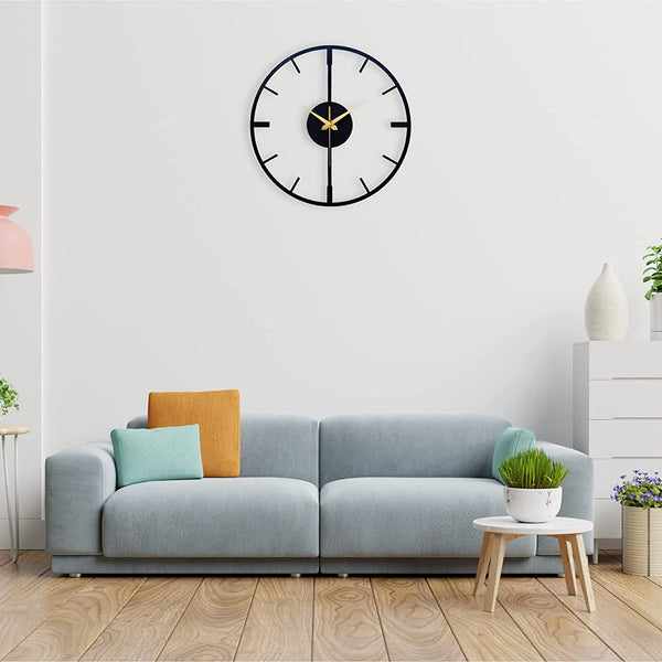 Arabs Modern Metal Wall Clock for Living Room Bedroom Office Kitchen Stylish Analog Wall Clock - Big Size (40 & 50 Cm) (Black Matte)