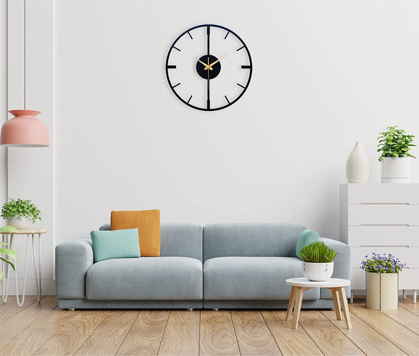 Arabs Modern Metal Wall Clock for Living Room Bedroom Office Kitchen Stylish Analog Wall Clock - Big Size (40 & 50 Cm) (Black Matte)