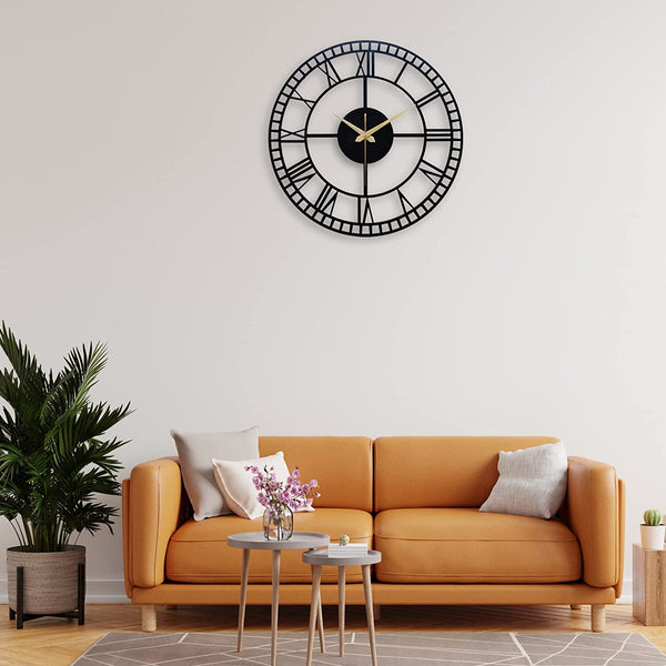 Arabs Morden Metal Wall Clock for Living Room, Bedroom, Office, Kitchen, Stylish Analog Wall Clock for Home and Hall, Designer Big Size Modern Wall Watch 40 & 50 Cm, Black