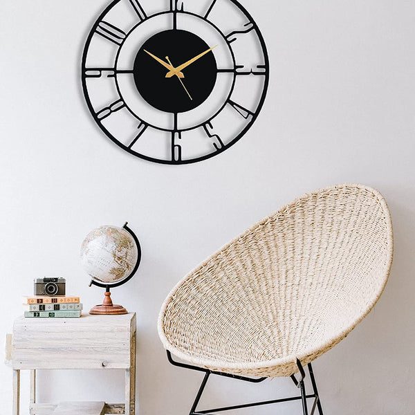 Arabs Morden Metal Analog Wall Clock for Living Room Bedroom Office Kitchen Stylish Wall Clock for Home and Hall Designer Big Size Modern(40 Cm)(Black)