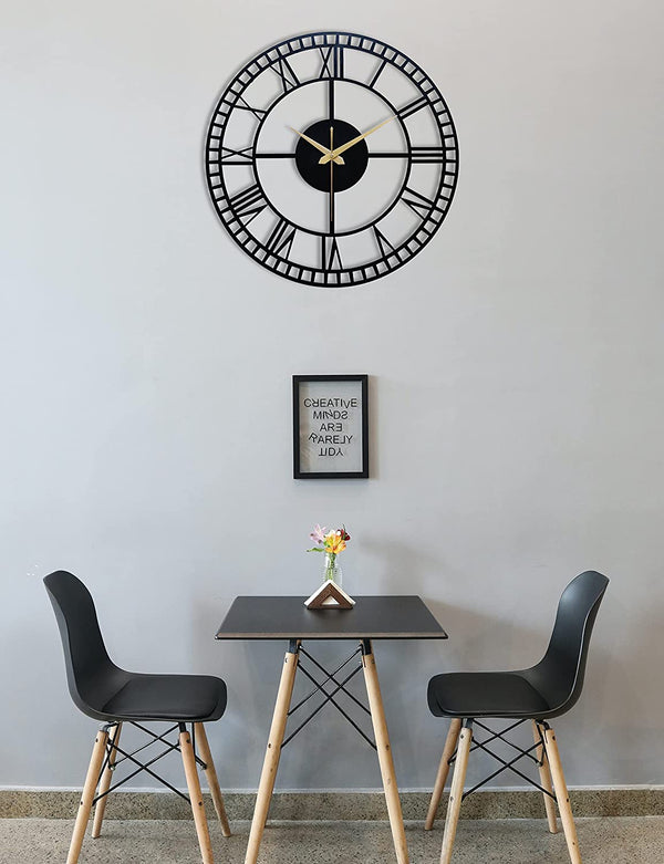 Arabs Morden Metal Wall Clock for Living Room, Bedroom, Office, Kitchen, Stylish Analog Wall Clock for Home and Hall, Designer Big Size Modern Wall Watch 40 & 50 Cm, Black