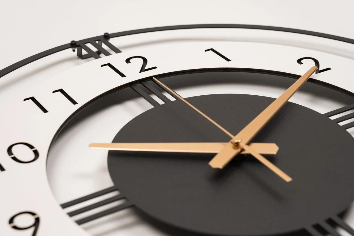 Arabs Morden Metal & Wooden Analog Wall Clock for Living Room Bedroom Office Kitchen Stylish Wall Clock for Home and Hall Designer Big Size Modern (Round White, 40 & 50CM)