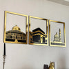 Masjid Al Aqsa, Masjid Al-Haram & Masjid An-Nabawi Wooden Acrylic Islamic Wall Art Set