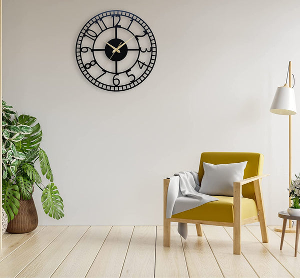Arabs Modern Metal Wall Clock for Living Room, Bedroom, Office, Kitchen, Stylish Analog Wall Clock for Home and Hall, Designer Big Size Modern Wall Watch 40 & 50 Cm, Black