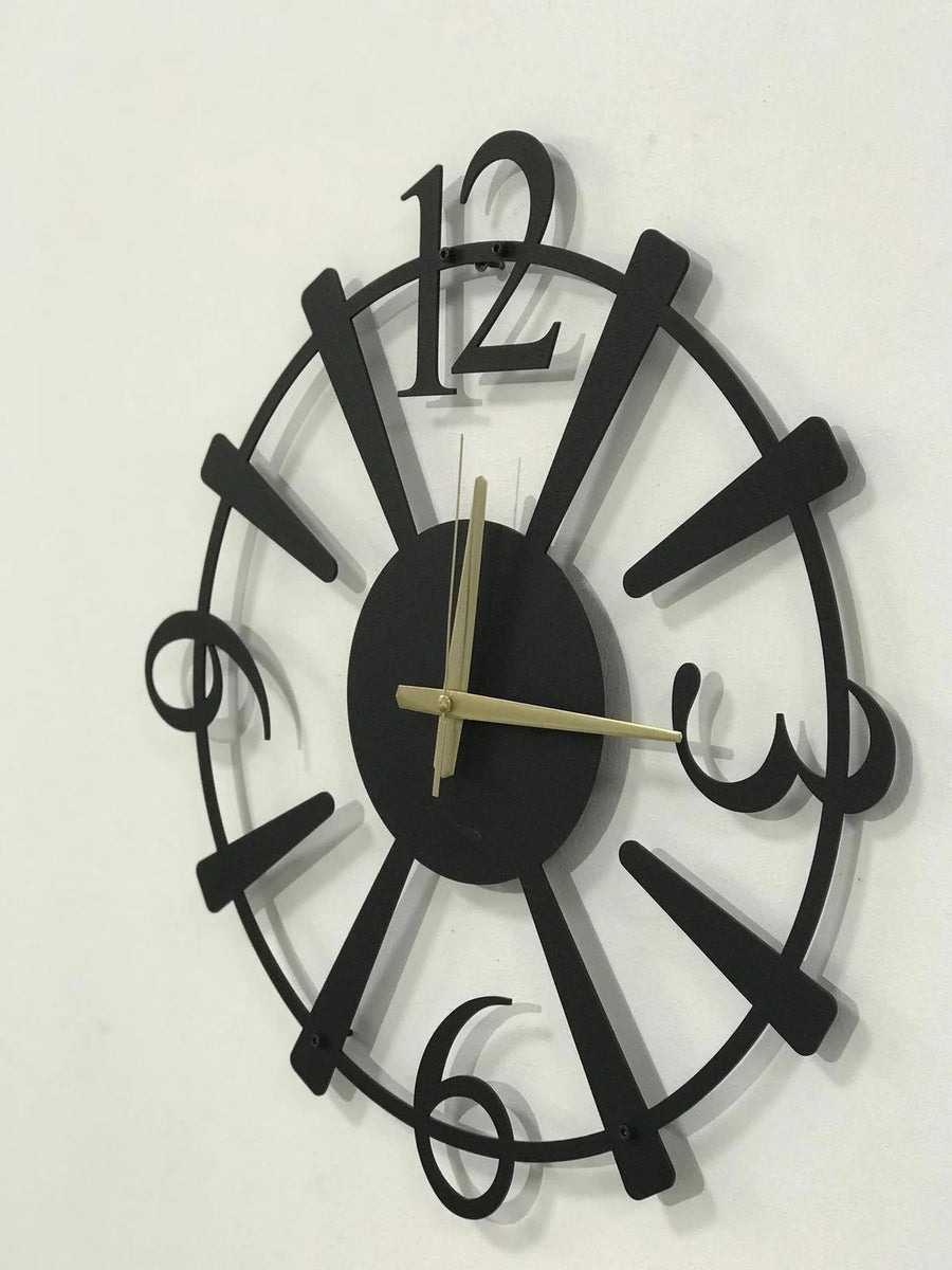 Arabs Stylish Metal Analog Wall Clock for Home and Hall, Living Room, Bedroom, Office, Antique Big Size Modern Wall Watch for Home Decor (Style 5, 40 & 50 Cm), Black