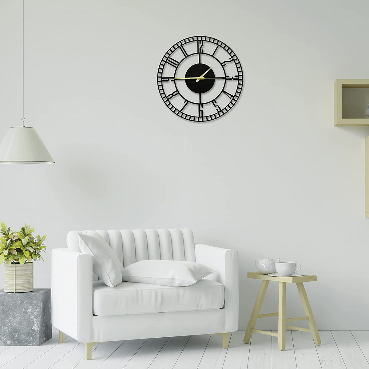Arabs Stylish Silent Metal Wall Clock for Living Room Bedroom Office Kitchen Home and Hall Fancy Antique Modern Big Hanging Decorative Analog Wall Clock (40Cm & 50 Cm) (Matte Black)