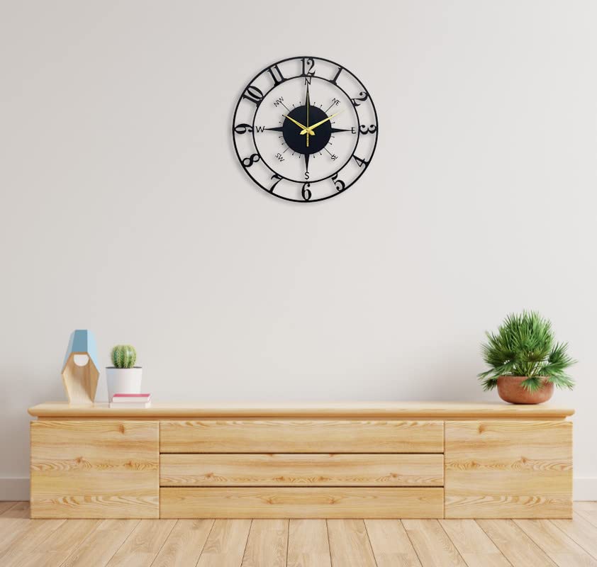 Arabs Stylish Metal Wall Clock for Home and Hall, Living Room, Bedroom, Office, Antique Big Size Modern Wall Watch for Home Decor (Style 1, 40 & 50 cm) Matte Black,Analog