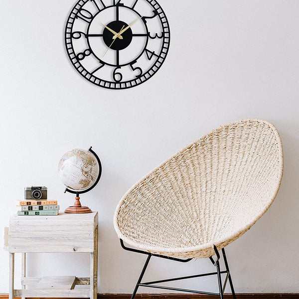 Arabs Modern Metal Wall Clock for Living Room, Bedroom, Office, Kitchen, Stylish Analog Wall Clock for Home and Hall, Designer Big Size Modern Wall Watch 40 & 50 Cm, Black