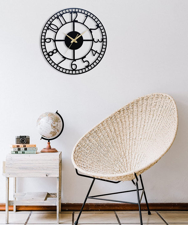 Arabs Modern Metal Wall Clock for Living Room, Bedroom, Office, Kitchen, Stylish Analog Wall Clock for Home and Hall, Designer Big Size Modern Wall Watch 40 & 50 Cm, Black