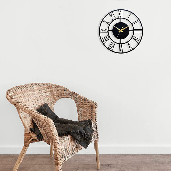 Arabs Metal Antique Big Size Hanging Roman Number Watch for Living Room, Bedroom, Office, Decorative Analog Wall Clock for Home Decor (40 & 50 Cm, Matte Black)