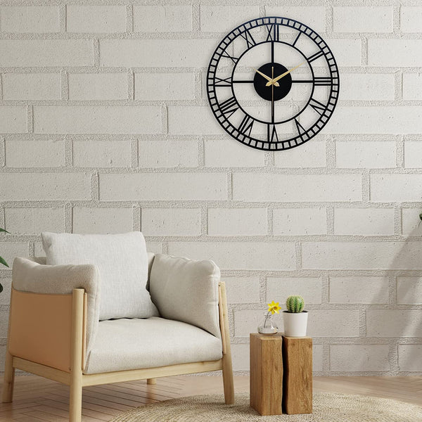 Arabs Morden Metal Wall Clock for Living Room, Bedroom, Office, Kitchen, Stylish Analog Wall Clock for Home and Hall, Designer Big Size Modern Wall Watch 40 & 50 Cm, Black
