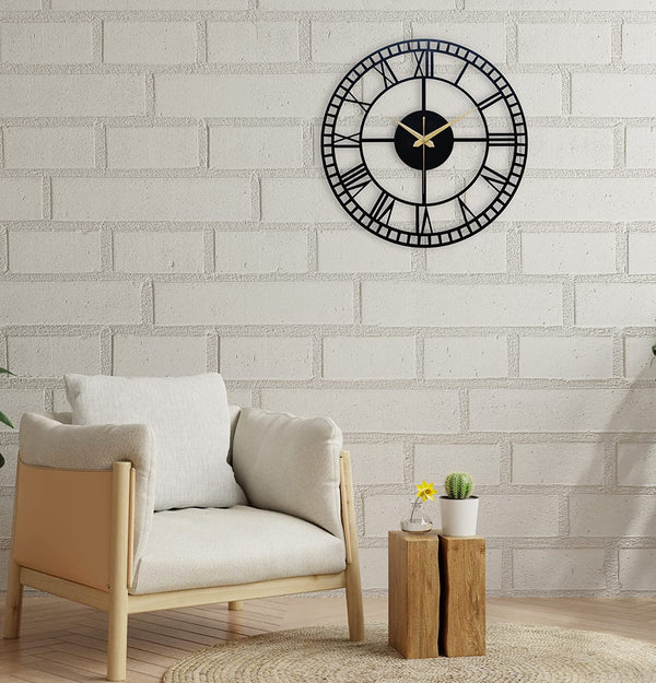 Arabs Morden Metal Wall Clock for Living Room, Bedroom, Office, Kitchen, Stylish Analog Wall Clock for Home and Hall, Designer Big Size Modern Wall Watch 40 & 50 Cm, Black