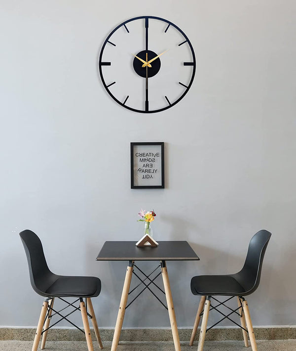 Arabs Modern Metal Wall Clock for Living Room Bedroom Office Kitchen Stylish Analog Wall Clock - Big Size (40 & 50 Cm) (Black Matte)