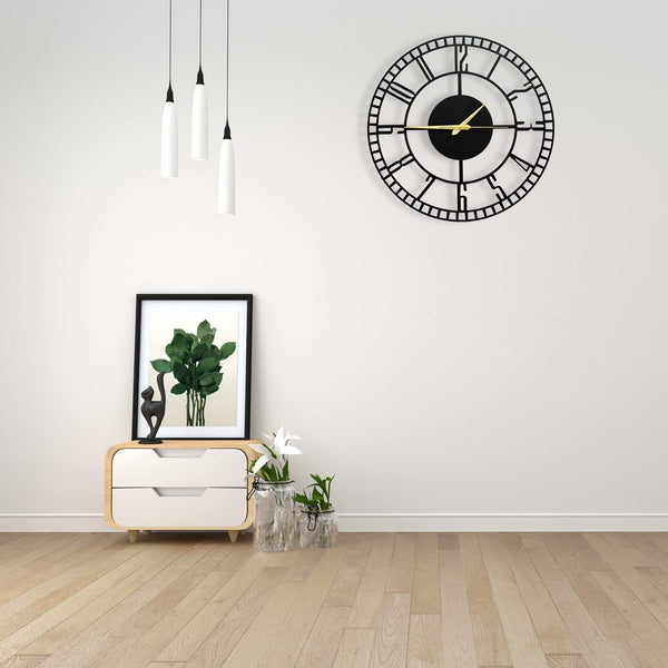 Arabs Stylish Silent Metal Wall Clock for Living Room Bedroom Office Kitchen Home and Hall Fancy Antique Modern Big Hanging Decorative Analog Wall Clock (40Cm & 50 Cm) (Matte Black)