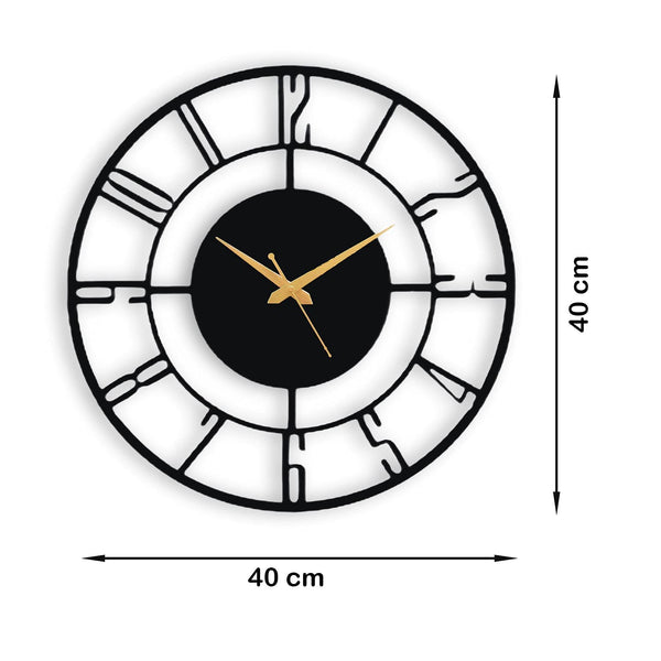 Arabs Morden Metal Analog Wall Clock for Living Room Bedroom Office Kitchen Stylish Wall Clock for Home and Hall Designer Big Size Modern(40 Cm)(Black)
